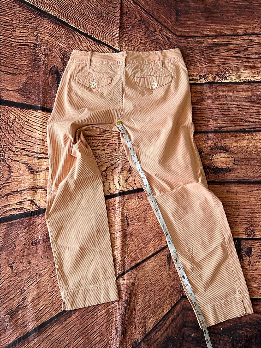 Paper Boy Anthropologie Tan Orange Striped Crop Pants Ankle Size 2 Linen Blend - Picture 11 of 12